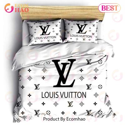 Louis Vuitton White Luxury Brand High-End Bedding Sets Lv Bedroom Decor Thanksgiving Decorations For Home Best Luxury Bed Sets