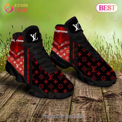 Louis Vuitton Air Jordan 13 Black Red LV Shoes, Sneakers