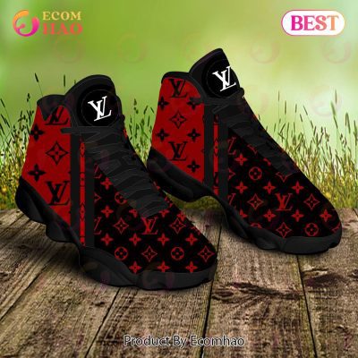 Louis Vuitton Air Jordan 13 Red Black LV Shoes, Sneakers