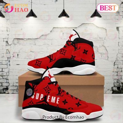 Louis Vuitton Air Jordan 13 Supreme Red Black LV Shoes, Sneakers