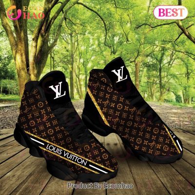 Louis Vuitton Air Jordan 13 Gold Mix Black LV Shoes, Sneakers