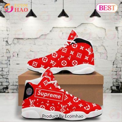 Louis Vuitton Air Jordan 13 Supreme Red White LV Shoes, Sneakers