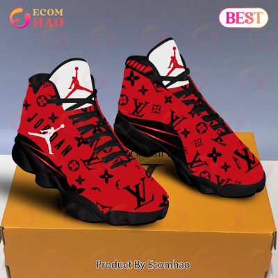 Louis Vuitton Air Jordan 13 Black Mix Red LV Shoes, Sneakers