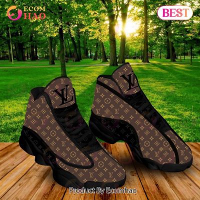 Louis Vuitton Air Jordan 13 Black And Brown LV Shoes, Sneakers