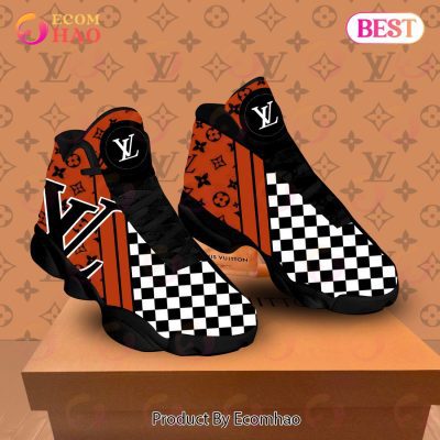 Louis Vuitton Air Jordan 13 Orange Black White LV Shoes, Sneakers
