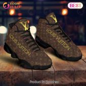 Louis Vuitton Air Jordan 13 Black Gold Brown LV Shoes, Sneakers