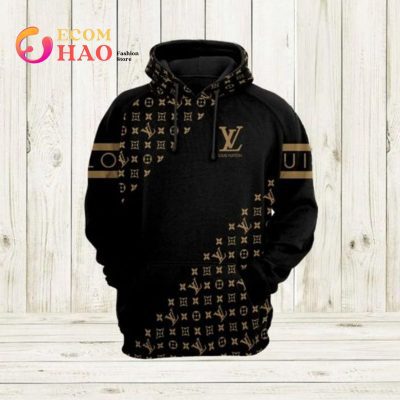 LV Brown Black Louis Vuitton Gifts 3D Hoodie