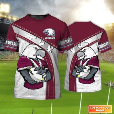 Manly Warringah Sea Eagles Personalized Name 3D Tshirt Gift For Nrl Fan Tad 01