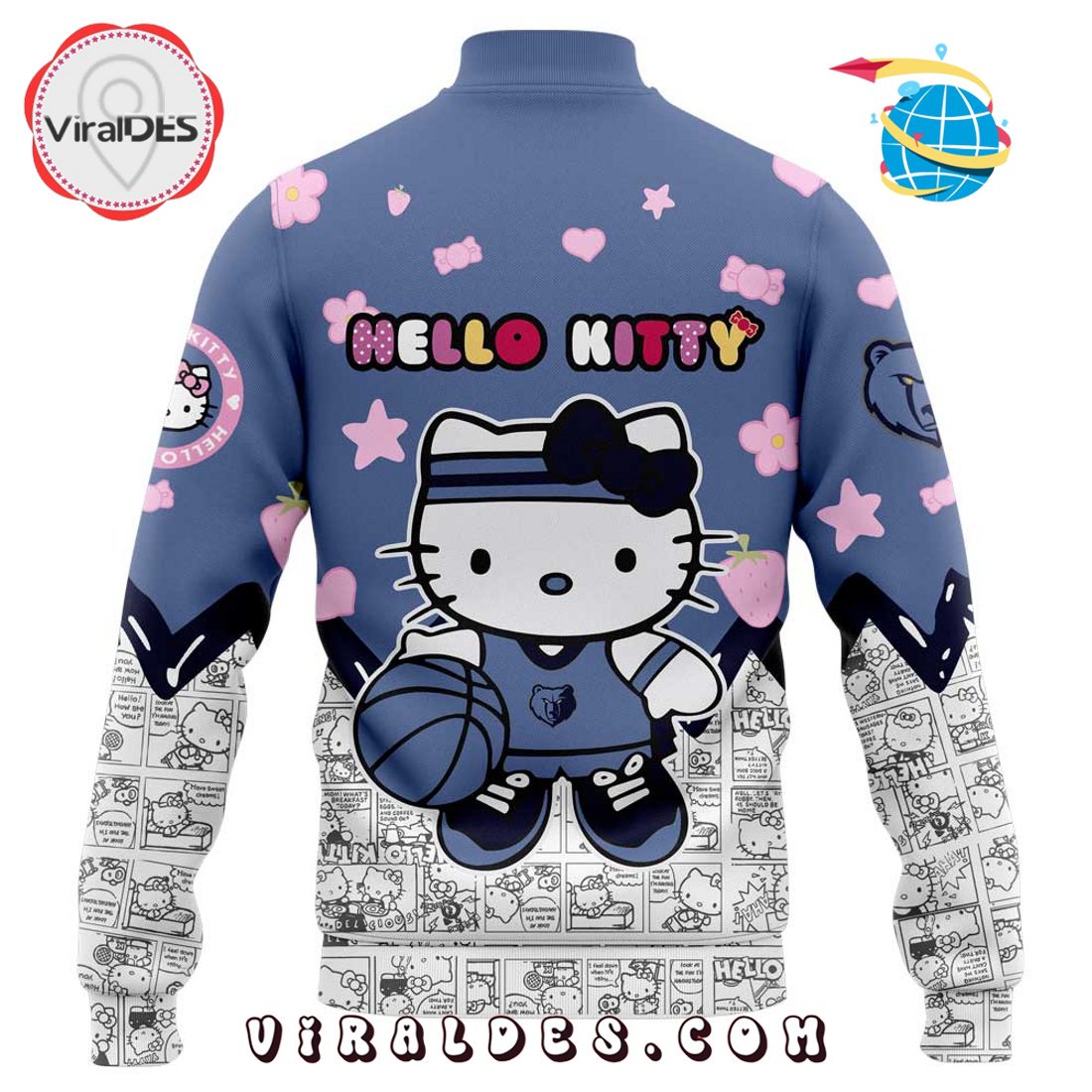 Memphis Grizzlies NBA Hello Kitty Night Game Baseball Jacket Memphis Grizzlies NBA Hello Kitty Night Game Baseball Jacket