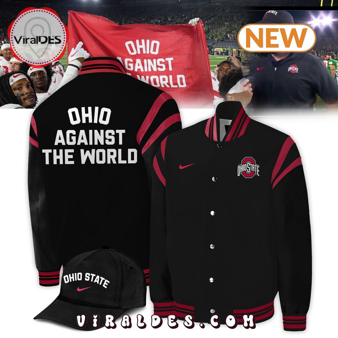 Men's Ohio Against The World Black Baseball Jacket Men's Ohio Against The World Black Baseball Jacket