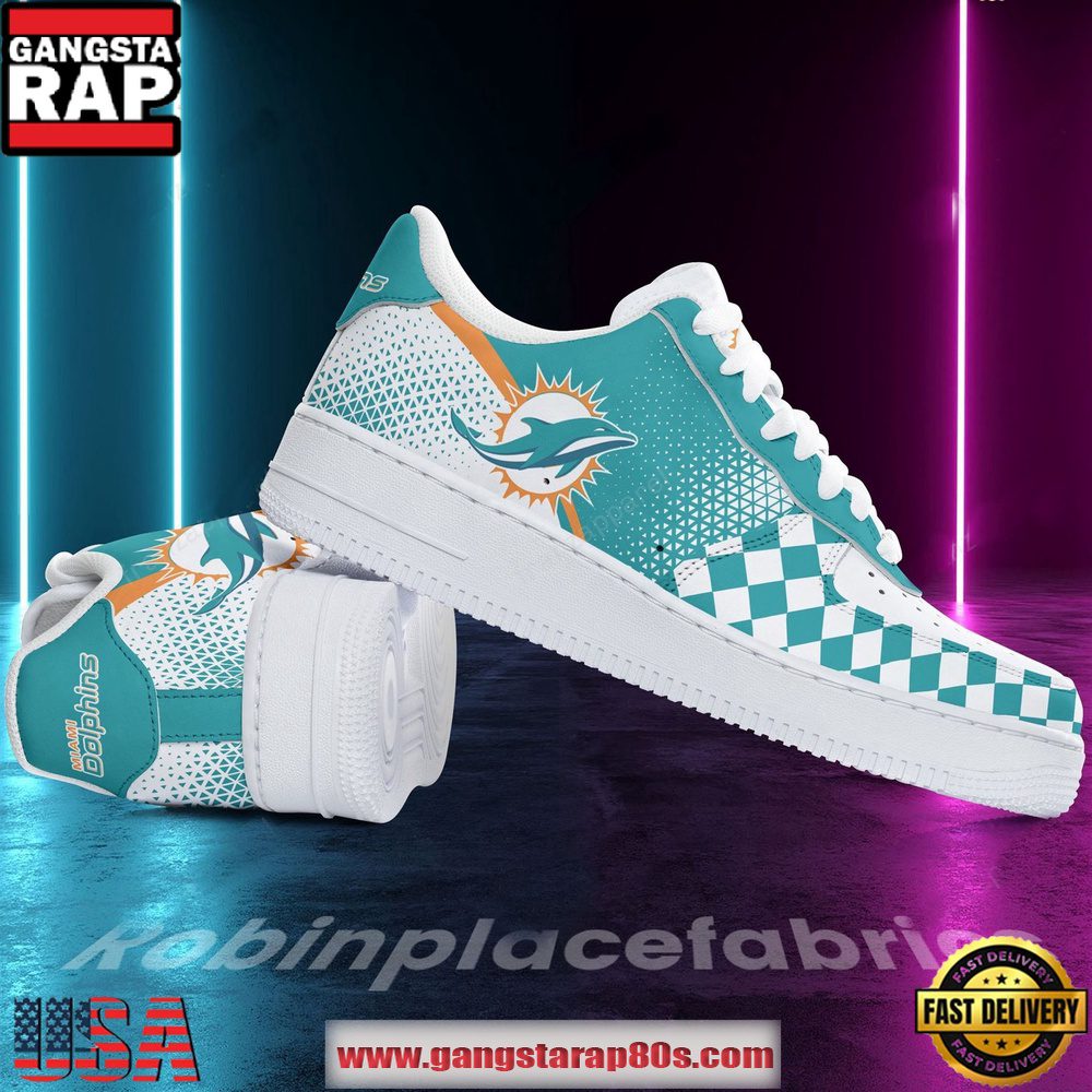 Miami Dolphins Air Force 1 Running Sneakers Shoes Miami Dolphins Air Force 1 Running Sneakers Shoes