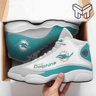 Miami Dolphins Air Jordan 13,Fans Sport Shoes Nf Big Logo White Black J13 Shoes