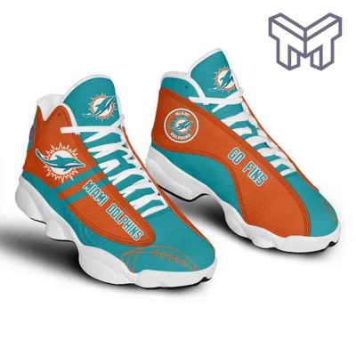 Miami Dolphins Air Jordan 13,Fans Sport Shoes Nfl Big Logo White Black J13 Shoes Type02