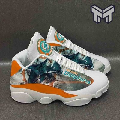 Miami Dolphins Air Jordan 13,Nfl Skull Fans Sport White Black J13 Shoes