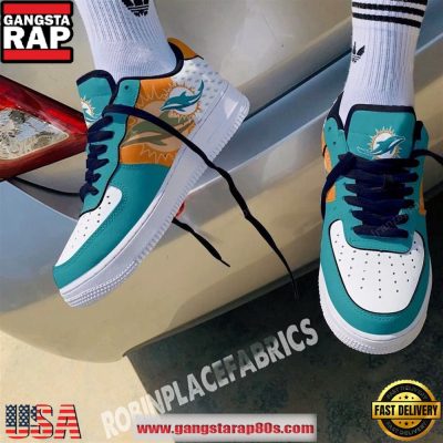 Miami Dolphins Team AF 1 Running Sneakers Shoes
