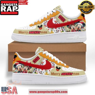 Mickey Mouse Merry Christmas Limited Edition Air Force 1 Running Sneakers Shoes