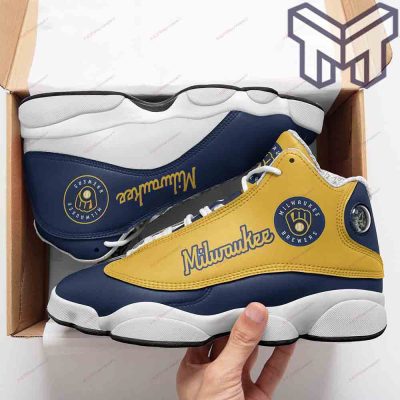 Milwaukee Brewers Air Jordan 13,Form Shoes Halloween Sport Sneakers White Black J13 Shoes Custom