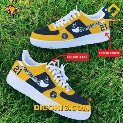 Milwaukee Brewers Custom Shoes MLB Air Force 1 DICONIG FASHION