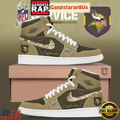 Minnesota Vikings Salute To Service Limited Edition Custom Air Jordan 1 Sneakers Shoes