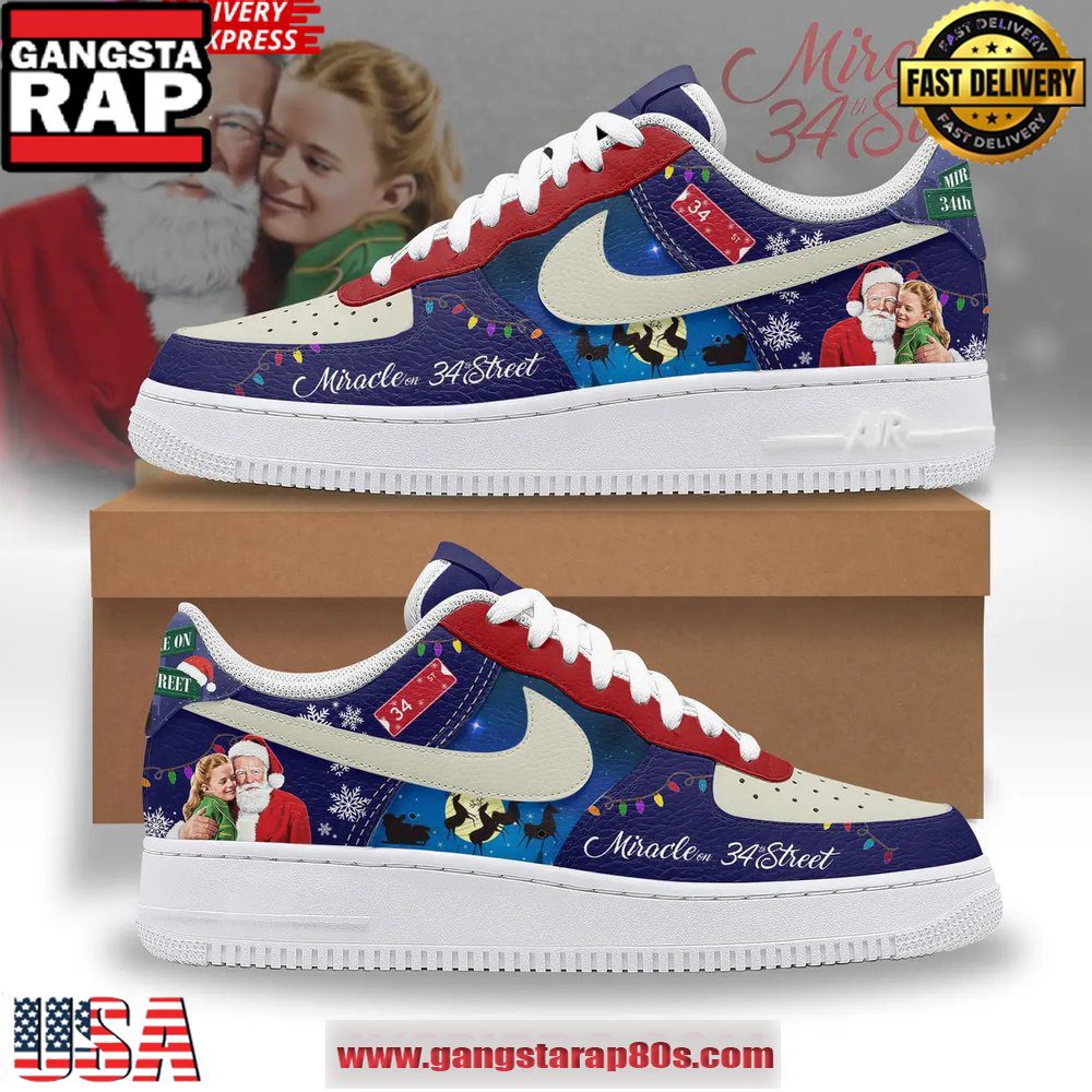 Miracle on 34th Street Limited Edition Air Force 1 Running Sneakers Shoes Miracle on 34th Street Limited Edition Air Force 1 Running Sneakers Shoes