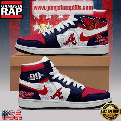 MLB Atlanta Braves Unique Design Custom Name Air Jordan 1 Shoes Running Sneakers