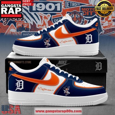 MLB Detroit Tigers x Nike Special Edition Custom Air Force 1 Sneakers Shoes