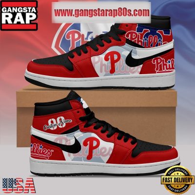 MLB Philadelphia Phillies Unique Design Custom Name Air Jordan 1 Shoes Running Sneakers