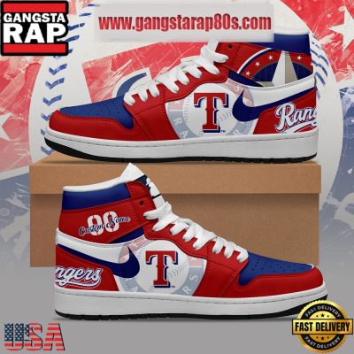 MLB Texas Rangers Unique Design Custom Name Air Jordan 1 Shoes Running Sneakers