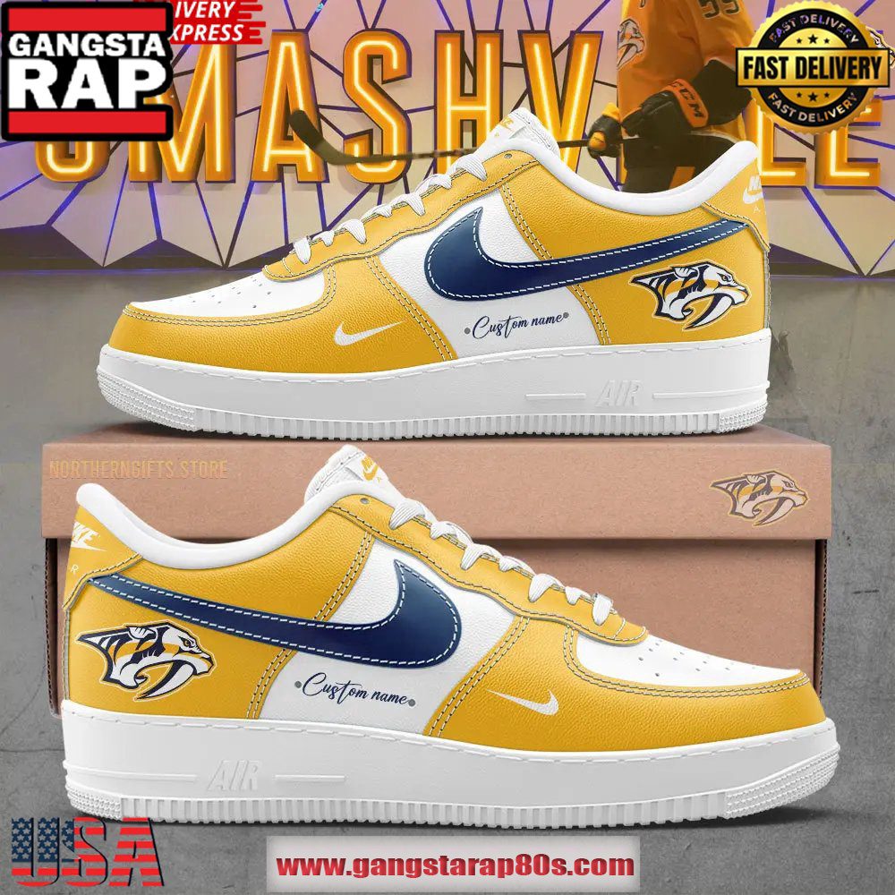 Nashville Predators Custom Air Force 1 Running Sneakers Shoes Nashville Predators Custom Air Force 1 Running Sneakers Shoes