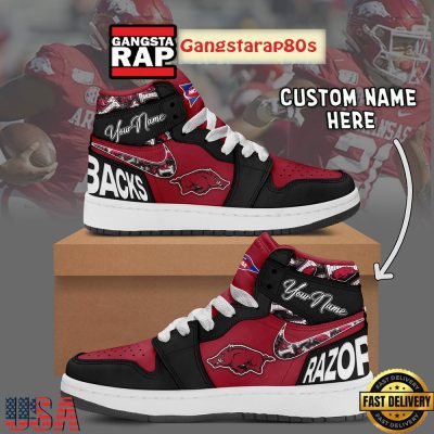 NCAA Arkansas Razorbacks Custom Name Air Jordan 1 Shoes Running Sneakers