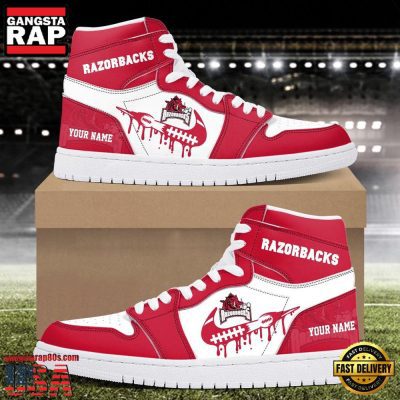 Ncaa Arkansas Razorbacks Grunge Style Custom Name Air Jordan 1 Hightop Shoes