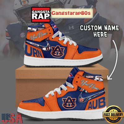 NCAA Auburn Tigers Custom Name Air Jordan 1 Shoes Running Sneakers