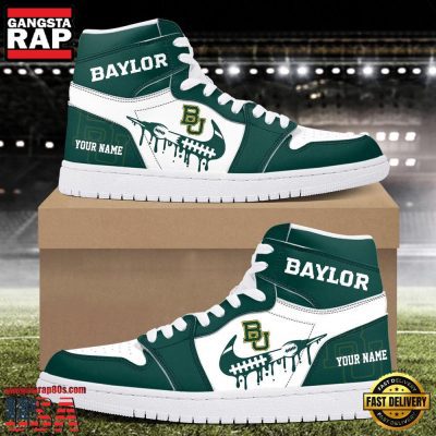 NCAA Baylor Bears Grunge Style Custom Name Air Jordan 1 Shoes