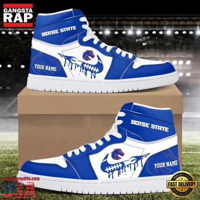 NCAA Boise State Broncos Grunge Style Custom Name Air Jordan 1 Hightop Shoes