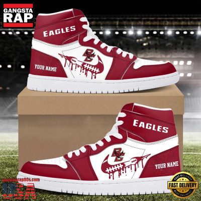 NCAA Boston College Eagles Grunge Style Custom Name Air Jordan 1 Hightop Shoes