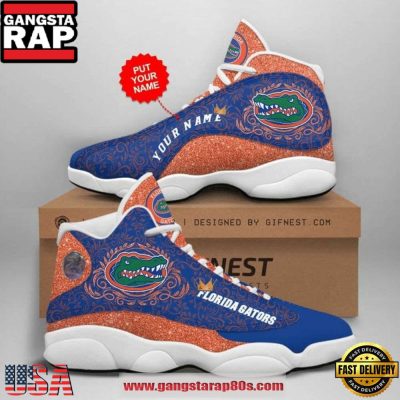 NCAA Florida Gators Custom Name Blue Orange Air Jordan 13 Shoes Running Sneakers