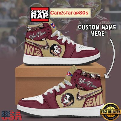 NCAA Florida State Seminoles Custom Name Air Jordan 1 Shoes Running Sneakers