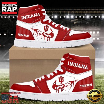 NCAA Indiana Hoosiers Grunge Style Custom Name Air Jordan 1 Hightop Shoes