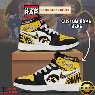 NCAA Iowa Hawkeyes Custom Name Air Jordan 1 Shoes Running Sneakers
