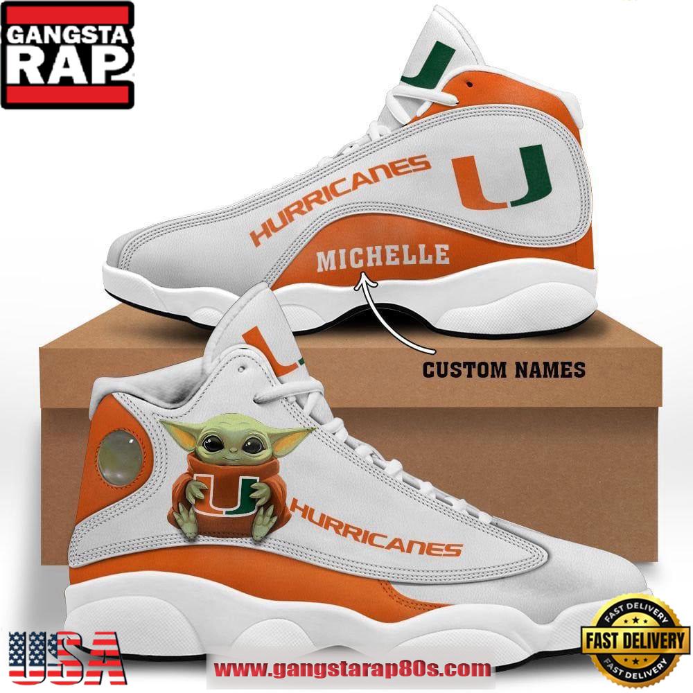 NCAA Miami Hurricanes Custom Name Air Jordan 13 Shoes Running Sneakers NCAA Miami Hurricanes Custom Name Air Jordan 13 Shoes Running Sneakers
