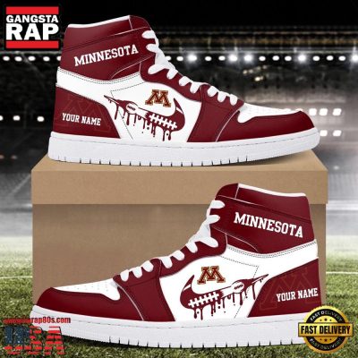NCAA Minnesota Golden Gophers Grunge Style Custom Name Air Jordan 1 Hightop Shoes