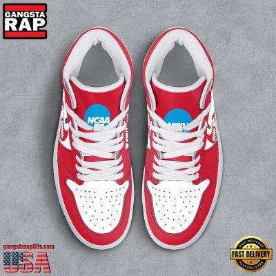 NCAA NC State Wolfpack Grunge Style Custom Name Air Jordan 1 Hightop Shoes