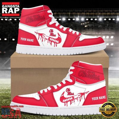 NCAA Ole Miss Rebels Grunge Style Custom Name Air Jordan 1 Hightop Shoes