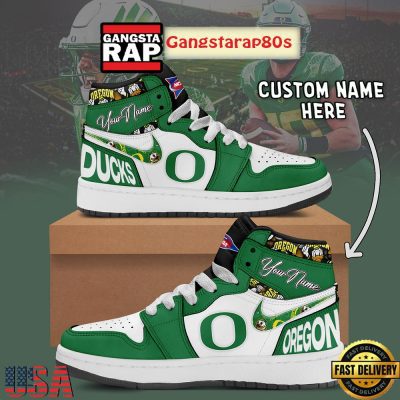 NCAA Oregon Ducks Custom Name Air Jordan 1 Shoes Running Sneakers