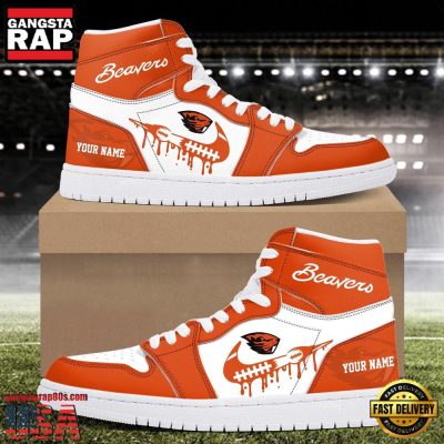 NCAA Oregon State Beavers Grunge Style Custom Name Air Jordan 1 Hightop Shoes