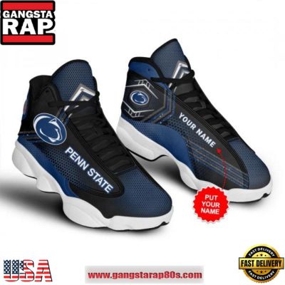 NCAA Penn State Nittany Lions Custom Name Blue Black Air Jordan 13 Shoes Running Sneakers