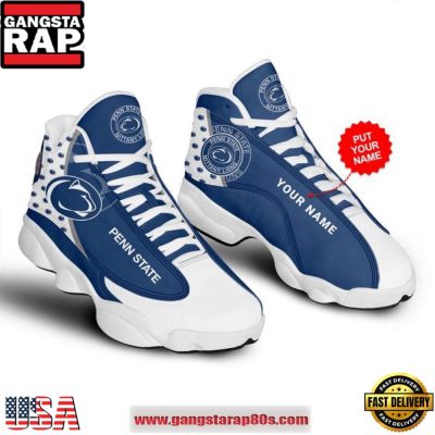 NCAA Penn State Nittany Lions Custom Name Blue White Air Jordan 13 Shoes Running Sneakers