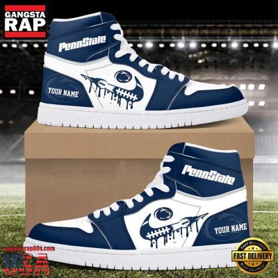 NCAA Penn State Nittany Lions Grunge Style Custom Name Air Jordan 1 Hightop Shoes