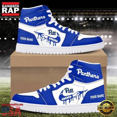 NCAA Pittsburgh Panthers Grunge Style Custom Name Air Jordan 1 Hightop Shoes