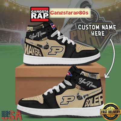 NCAA Purdue Boilermakers Custom Name Air Jordan 1 Shoes Running Sneakers